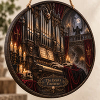 The Devil's Nocturne - Candlelit Gothic Organ Round Wood Sign