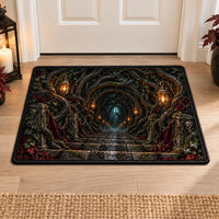 Lantern Passage - Gothic Archway Doormat in Deep Crimson