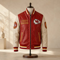 KC Kingdom - Crimson and Cream Varsity Jacket